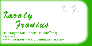 karoly fronius business card
